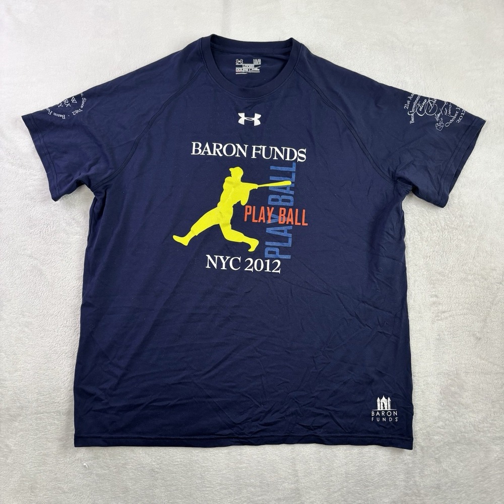 Under Armour Loose 2012 Baron Funds Blue SS Activewear Shirt Men's Medium